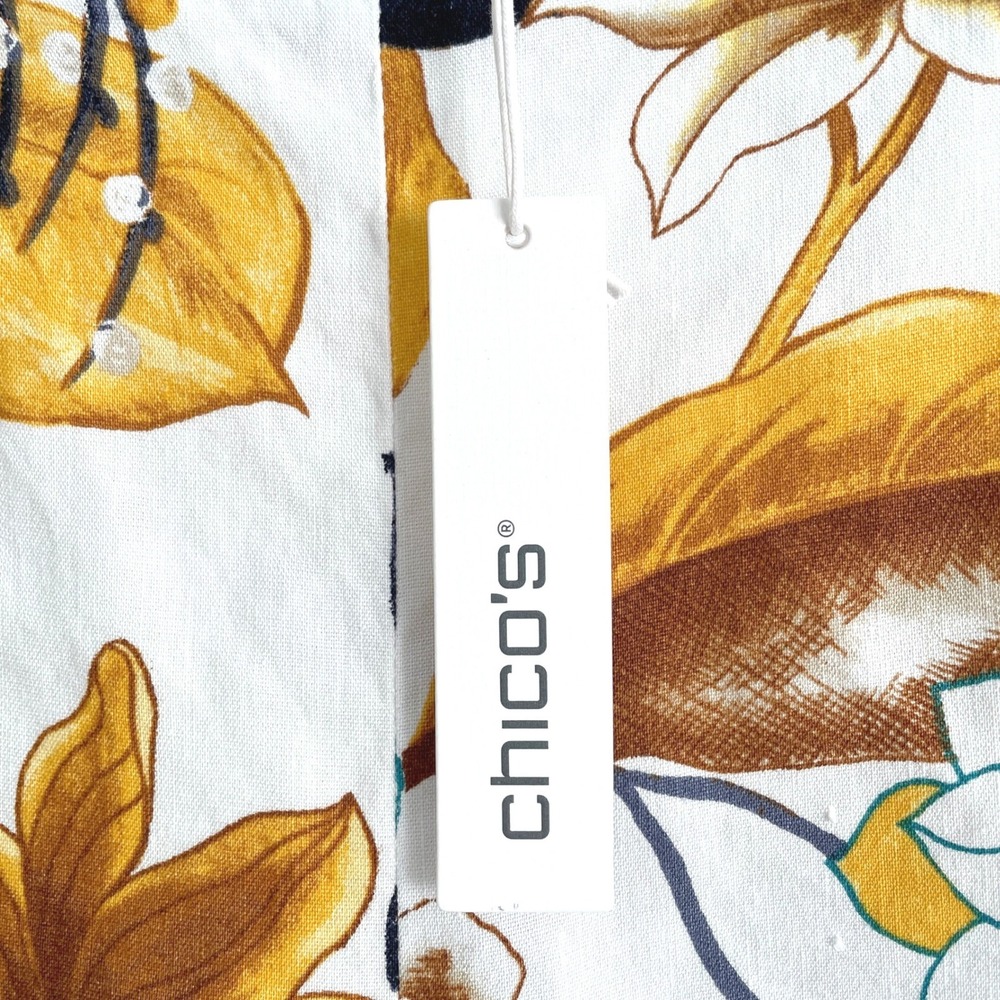 Chico's Tropic Garden Floral Stretch Linen Wide Leg Pull On Pants Size 3R 16R - Picture 4 of 16